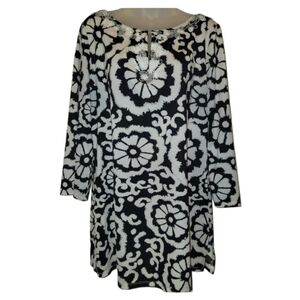 INC, Women's Black & White Embellished Tunic, Size XL